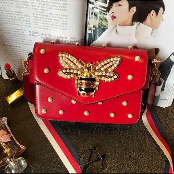 Handbags - Pearly Bee Red Bag